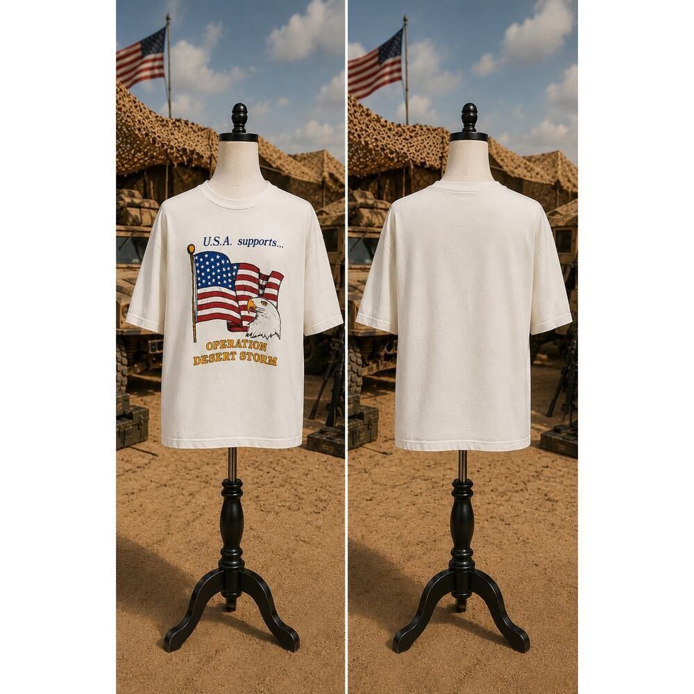 Vintage Operation Desert Storm USA Eagle Hanes Tee XL Made In USA